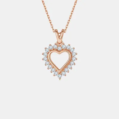 TEEK - Bejeweled Frame 925 Heart Pendant Necklace