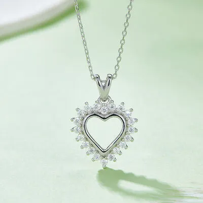 TEEK - Bejeweled Frame 925 Heart Pendant Necklace