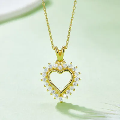 TEEK - Bejeweled Frame 925 Heart Pendant Necklace