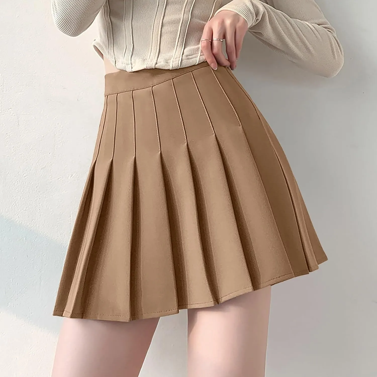 Teen Girls Pleated Skirts Spring Preppy A-Line Skirt with Pockets Trendy Elastic High Waisted Athletic Skorts with Shorts