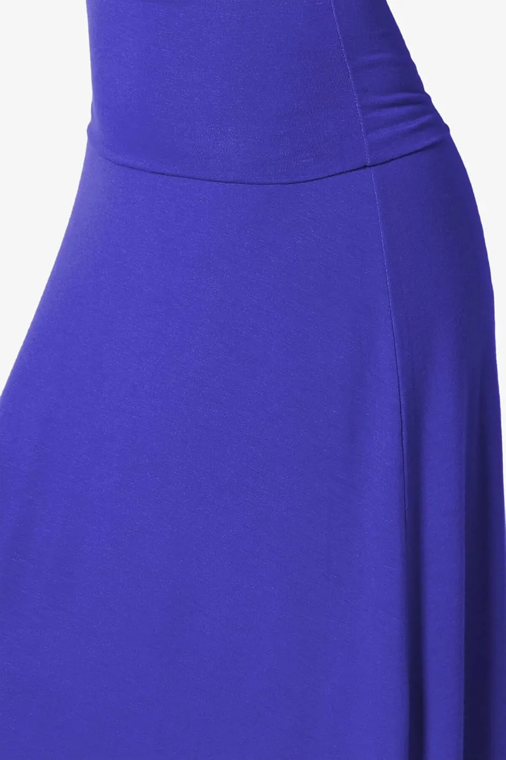TheMogan Women's Casual Lounge Solid Foldable High Waist Draped Jersey Relaxed Long Maxi Skirt