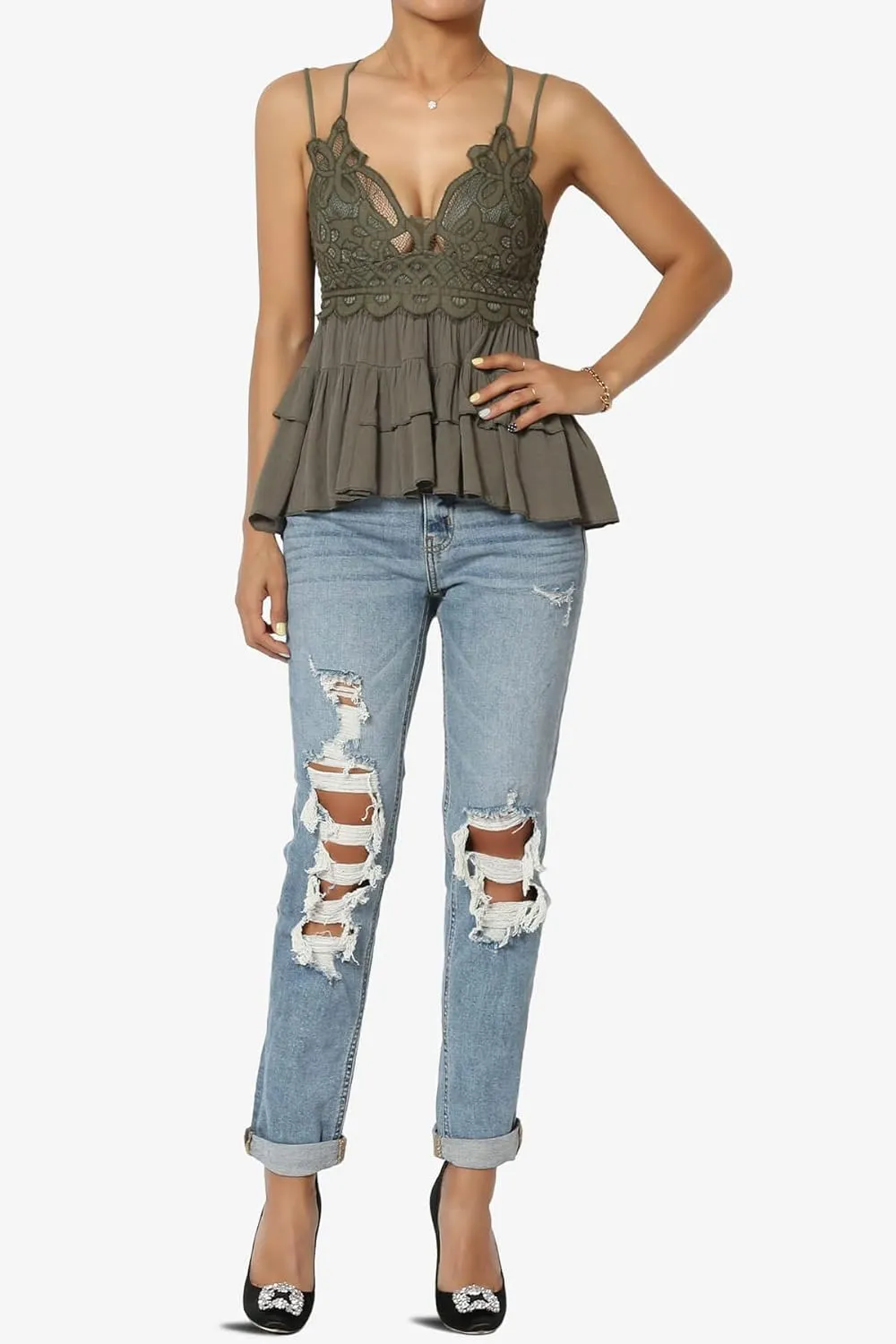 TheMogan Women's Distressed Destructed Washed Denim Mid~High Rise Relaxed Boyfriend Jeans