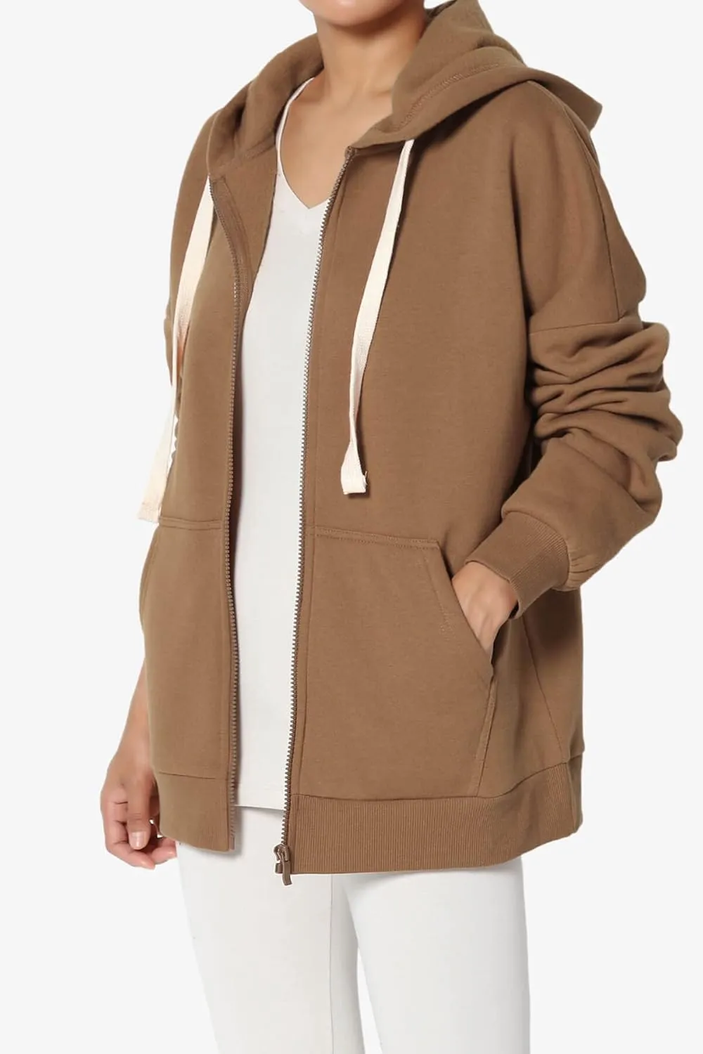 TheMogan Women's Essential Cotton Fleece Full Zip Hoodie Sweatshirt Relaxed Hooded Jacket