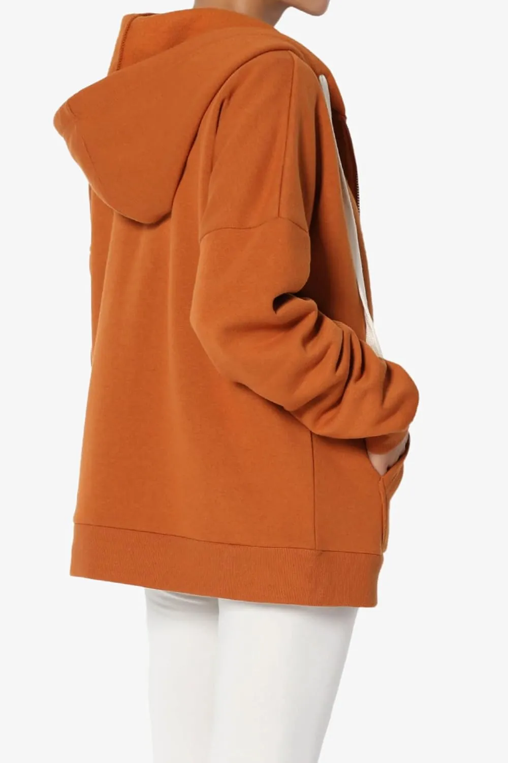 TheMogan Women's Essential Cotton Fleece Full Zip Hoodie Sweatshirt Relaxed Hooded Jacket