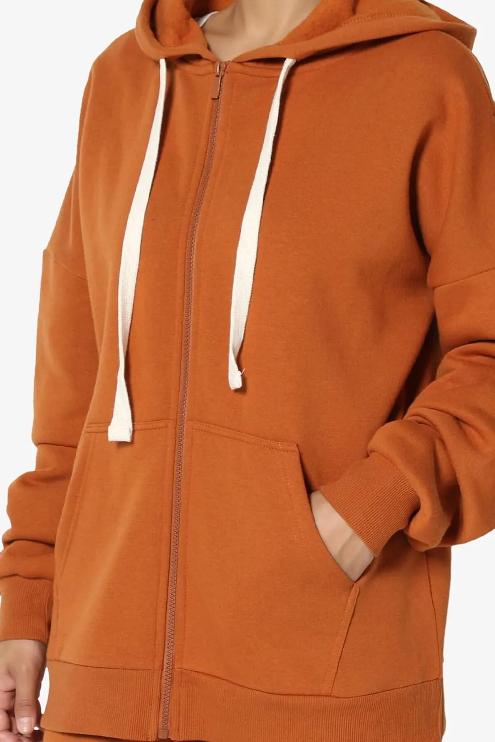 TheMogan Women's Essential Cotton Fleece Full Zip Hoodie Sweatshirt Relaxed Hooded Jacket