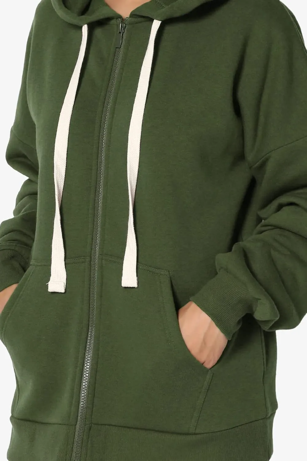 TheMogan Women's Essential Cotton Fleece Full Zip Hoodie Sweatshirt Relaxed Hooded Jacket