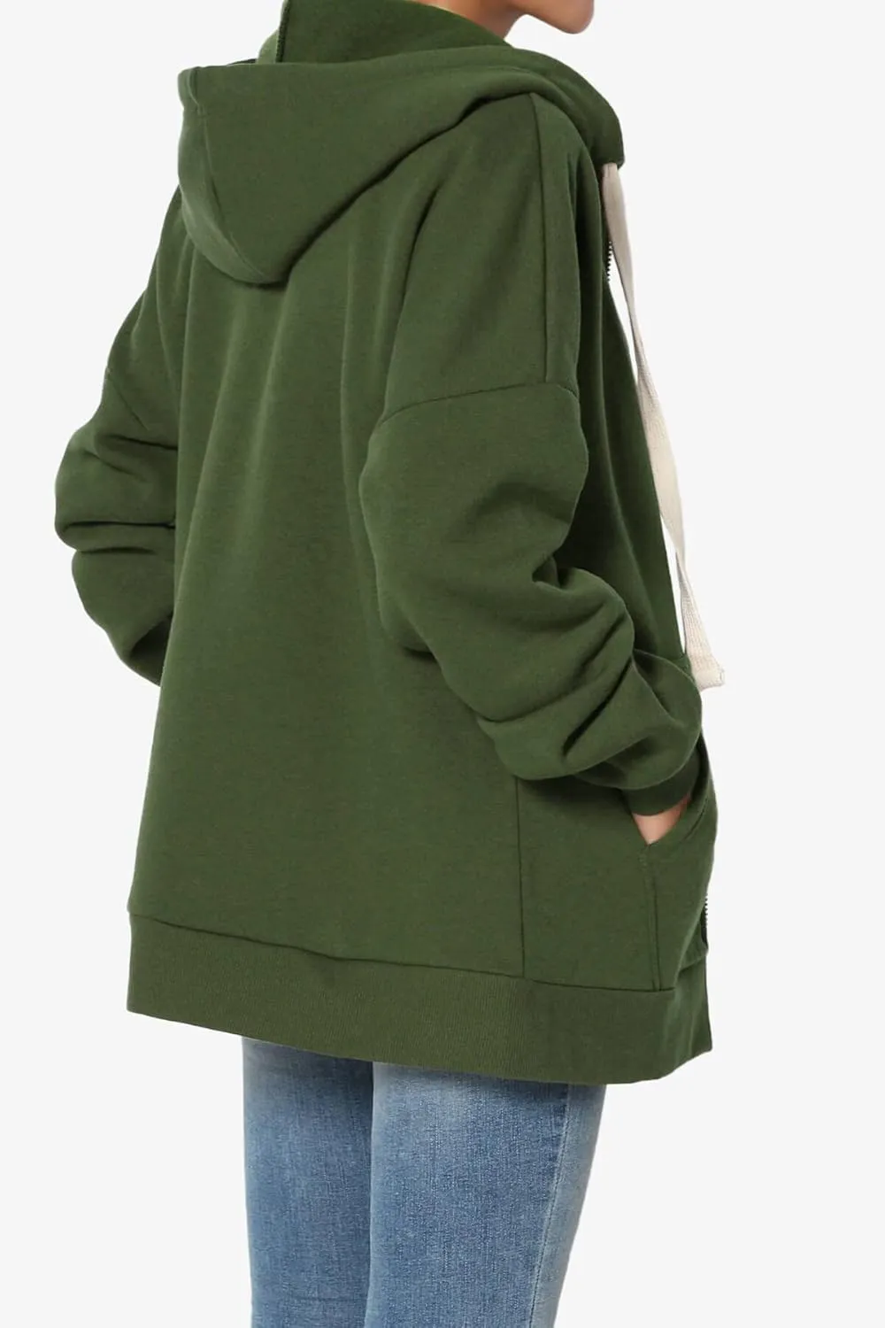 TheMogan Women's Essential Cotton Fleece Full Zip Hoodie Sweatshirt Relaxed Hooded Jacket