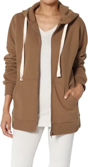 TheMogan Women's Essential Cotton Fleece Full Zip Hoodie Sweatshirt Relaxed Hooded Jacket