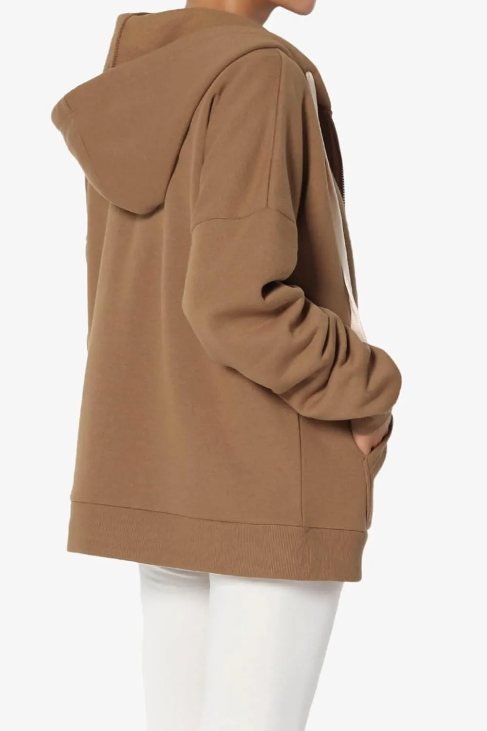 TheMogan Women's Essential Cotton Fleece Full Zip Hoodie Sweatshirt Relaxed Hooded Jacket