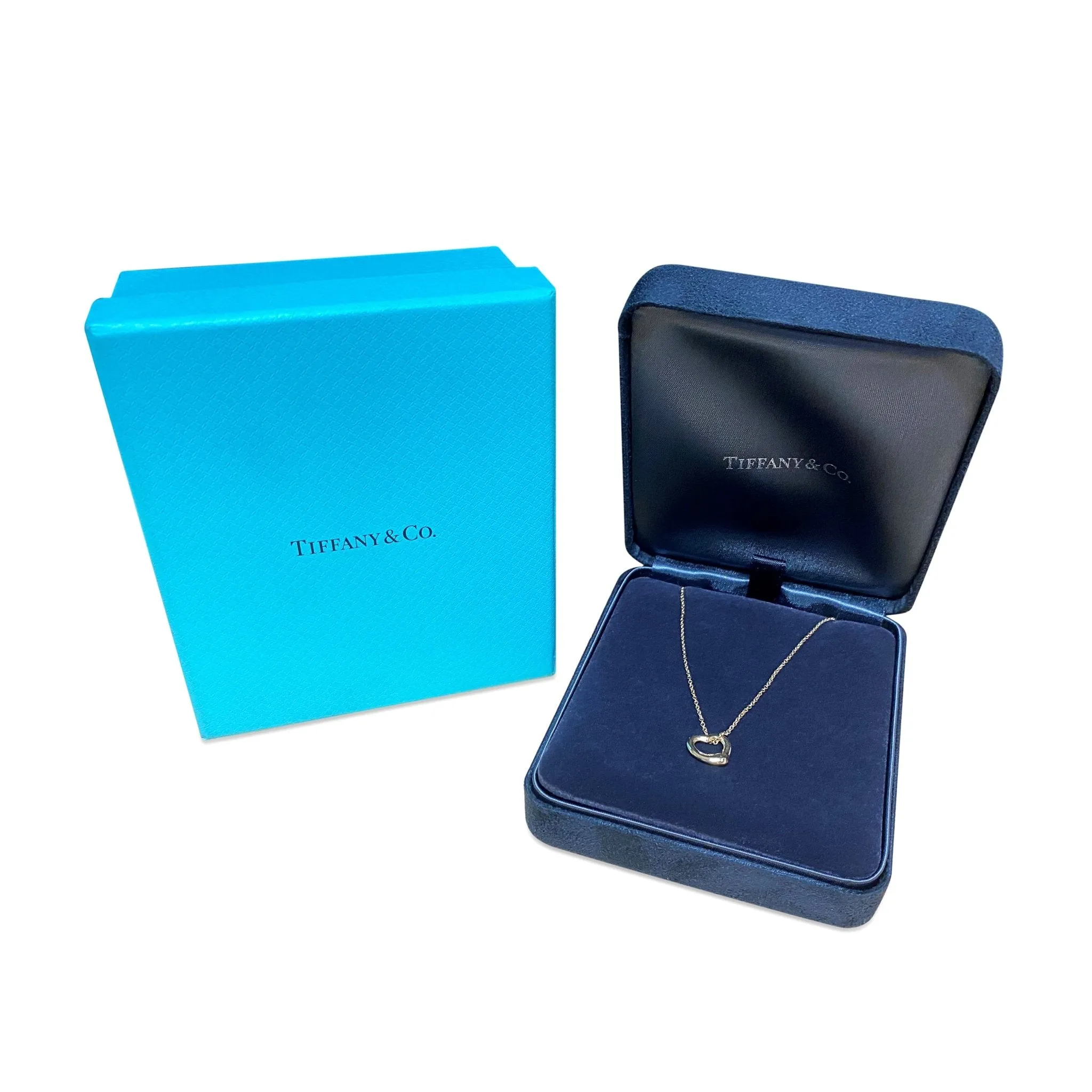Tiffany Elsa Peretti Open Heart Pendant Necklace With Diamonds