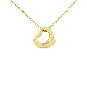 Tiffany Elsa Peretti Open Heart Pendant Necklace With Diamonds