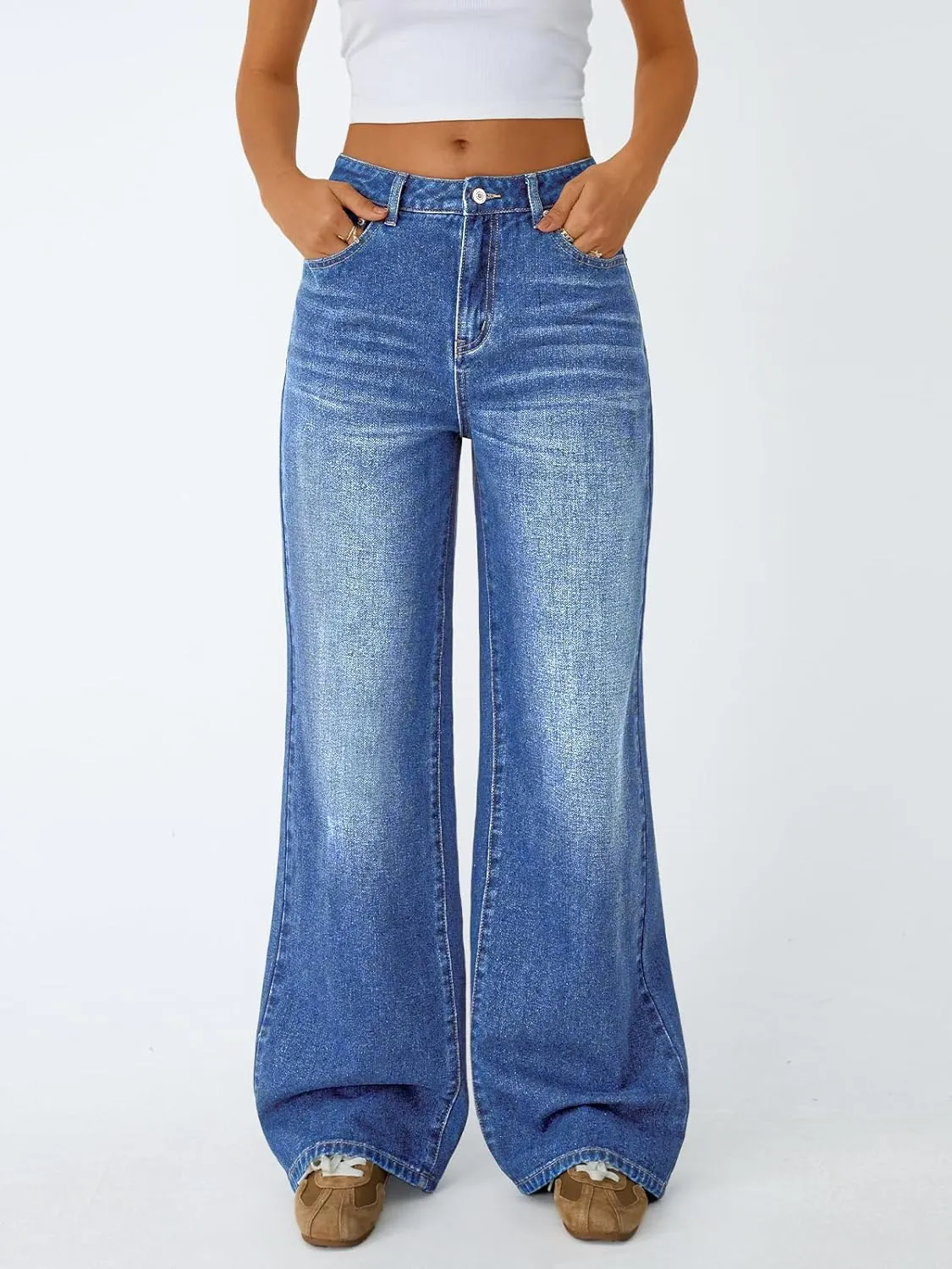 Trendy Queen Jeans for Women Wide Straight Leg High Waisted Stretchy Baggy Jeans Fashion Loose Denim Pants Summer 2025