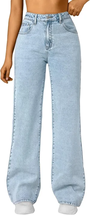 Trendy Queen Jeans for Women Wide Straight Leg High Waisted Stretchy Baggy Jeans Fashion Loose Denim Pants Summer 2025