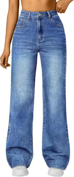 Trendy Queen Jeans for Women Wide Straight Leg High Waisted Stretchy Baggy Jeans Fashion Loose Denim Pants Summer 2025