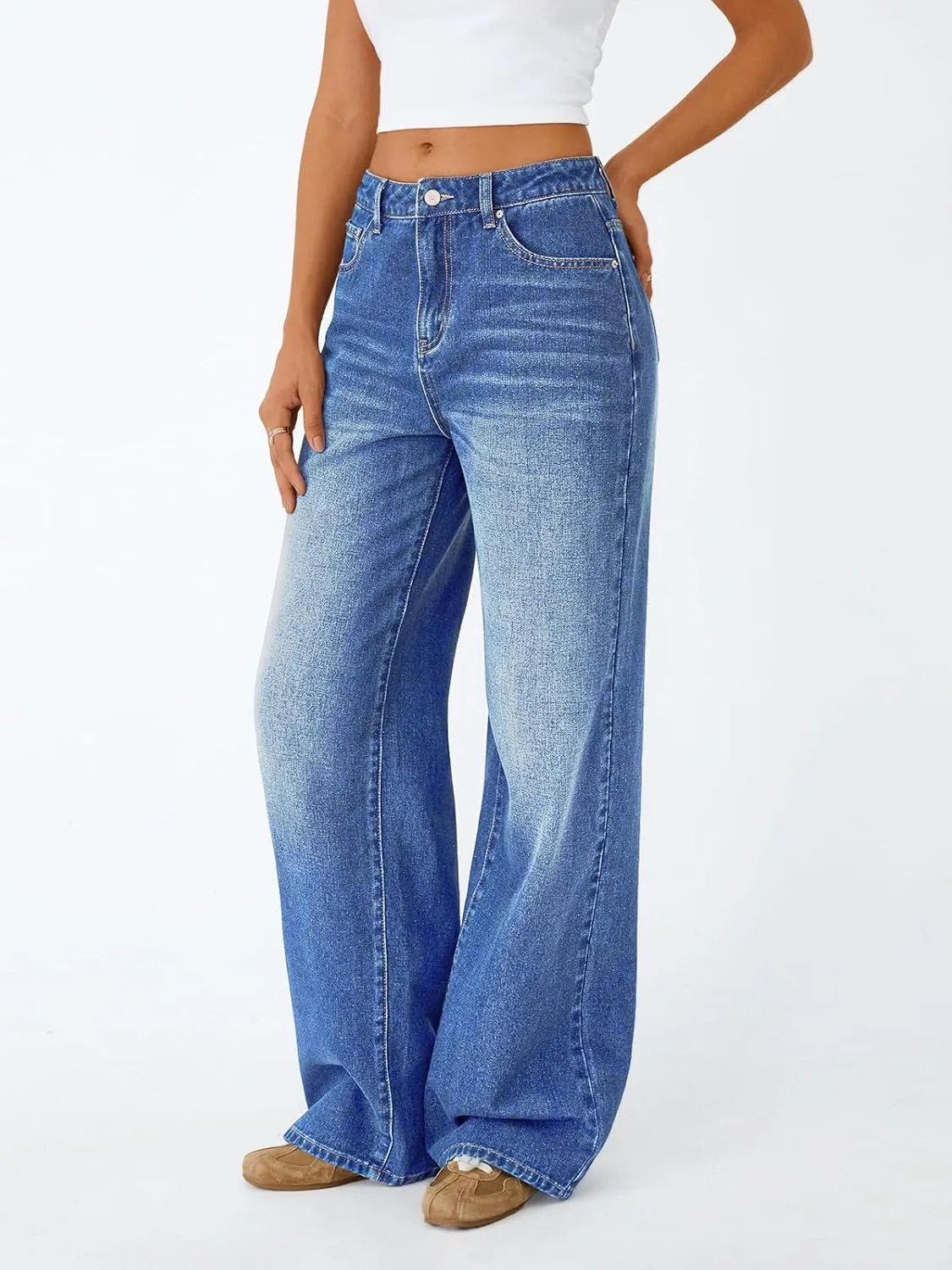 Trendy Queen Jeans for Women Wide Straight Leg High Waisted Stretchy Baggy Jeans Fashion Loose Denim Pants Summer 2025