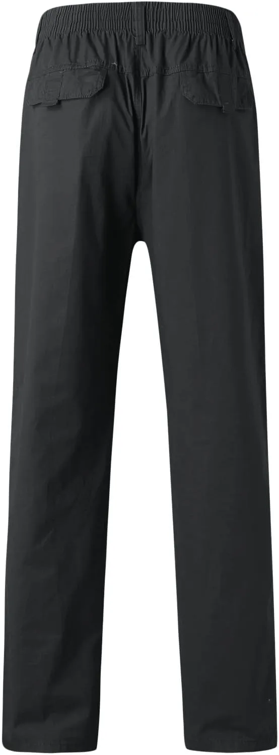 Trendy Solid Color Strech Chino Pants for Men Cotton Soft Lightweight Slim Fit Open Bottom High Waist Cargo Trousers