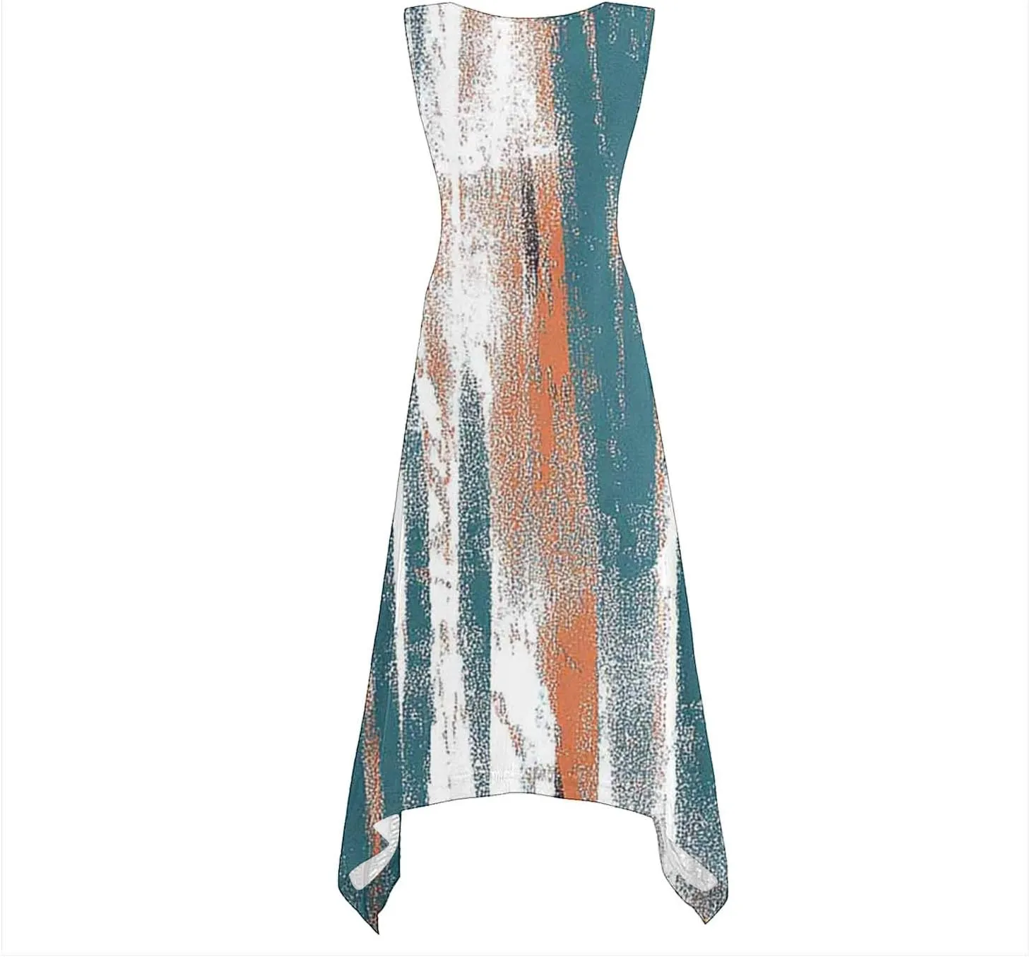 Trendy Summer Dress for Women Fashion Print Sundresses Slim Tank Top Round Neck Pockets Beach Vacation Dresses