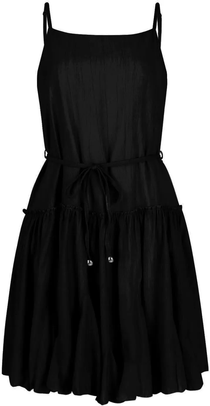 Trendy Summer Dresses for Women 2025 Fashion Solid Color Sexy Spaghetti Strap A-Line Pleated High Waisted Dress