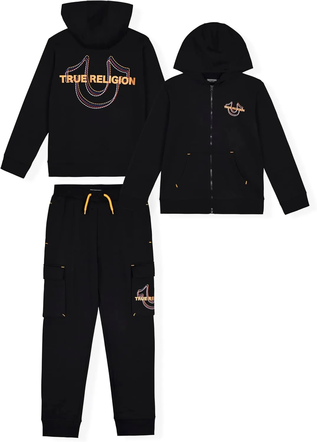 True Religion Boys Sweatshirts and Sweatpants for Kids 2 Piece Clothing Set Fleece Hoodie and Jogger Pants
