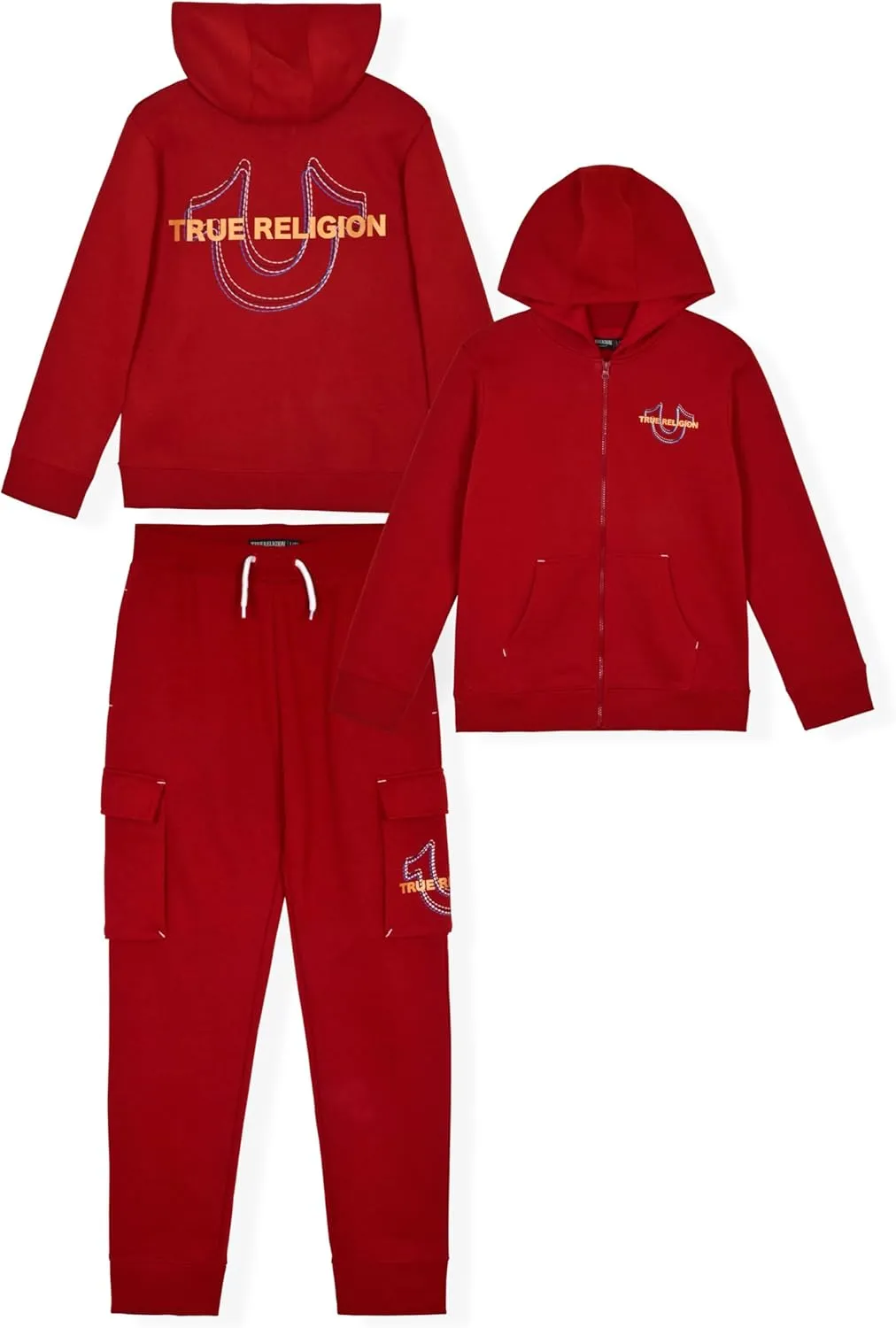 True Religion Boys Sweatshirts and Sweatpants for Kids 2 Piece Clothing Set Fleece Hoodie and Jogger Pants