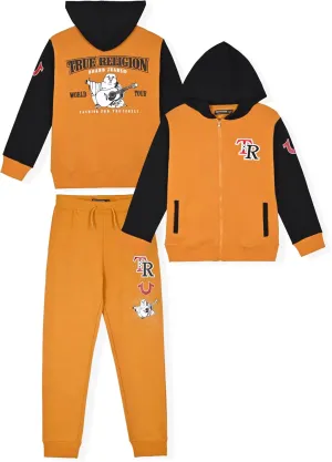 True Religion Boys Sweatshirts and Sweatpants for Kids 2 Piece Clothing Set Fleece Hoodie and Jogger Pants
