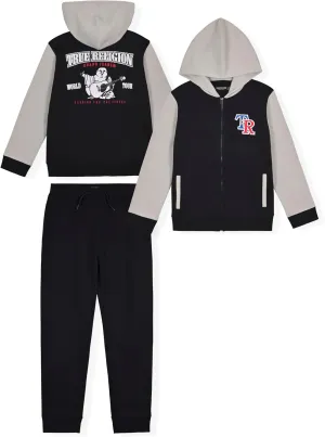 True Religion Boys Sweatshirts and Sweatpants for Kids 2 Piece Clothing Set Fleece Hoodie and Jogger Pants