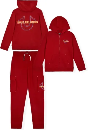 True Religion Boys Sweatshirts and Sweatpants for Kids 2 Piece Clothing Set Fleece Hoodie and Jogger Pants