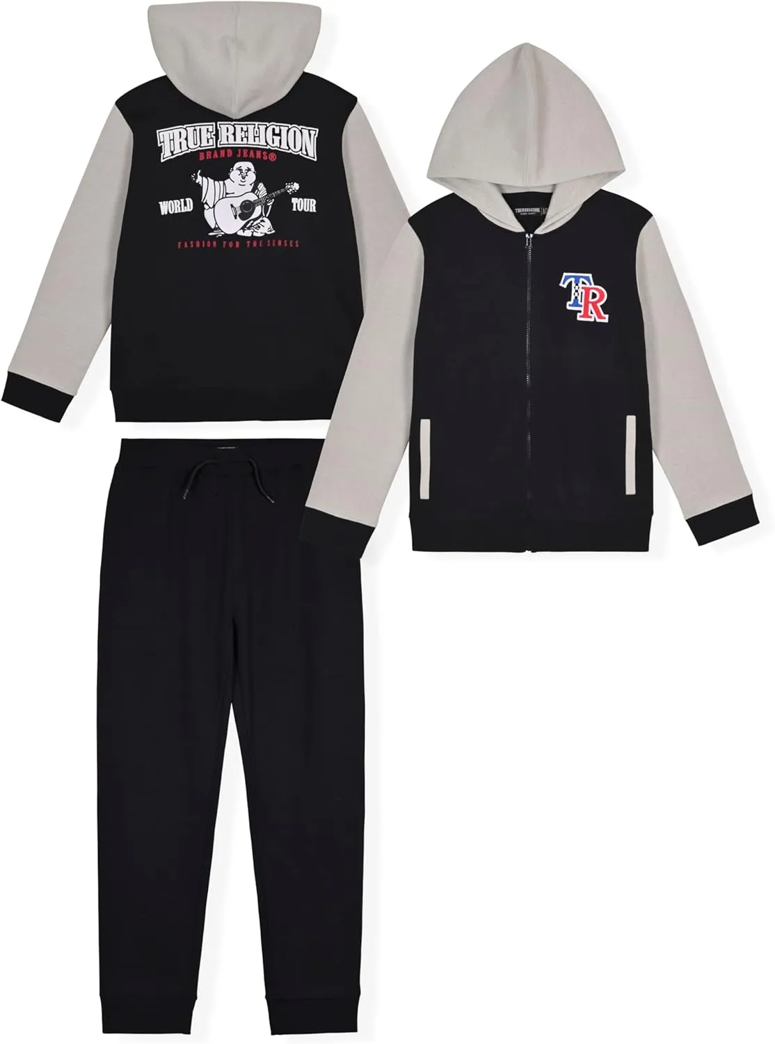 True Religion Boys Sweatshirts and Sweatpants for Kids 2 Piece Clothing Set Fleece Hoodie and Jogger Pants