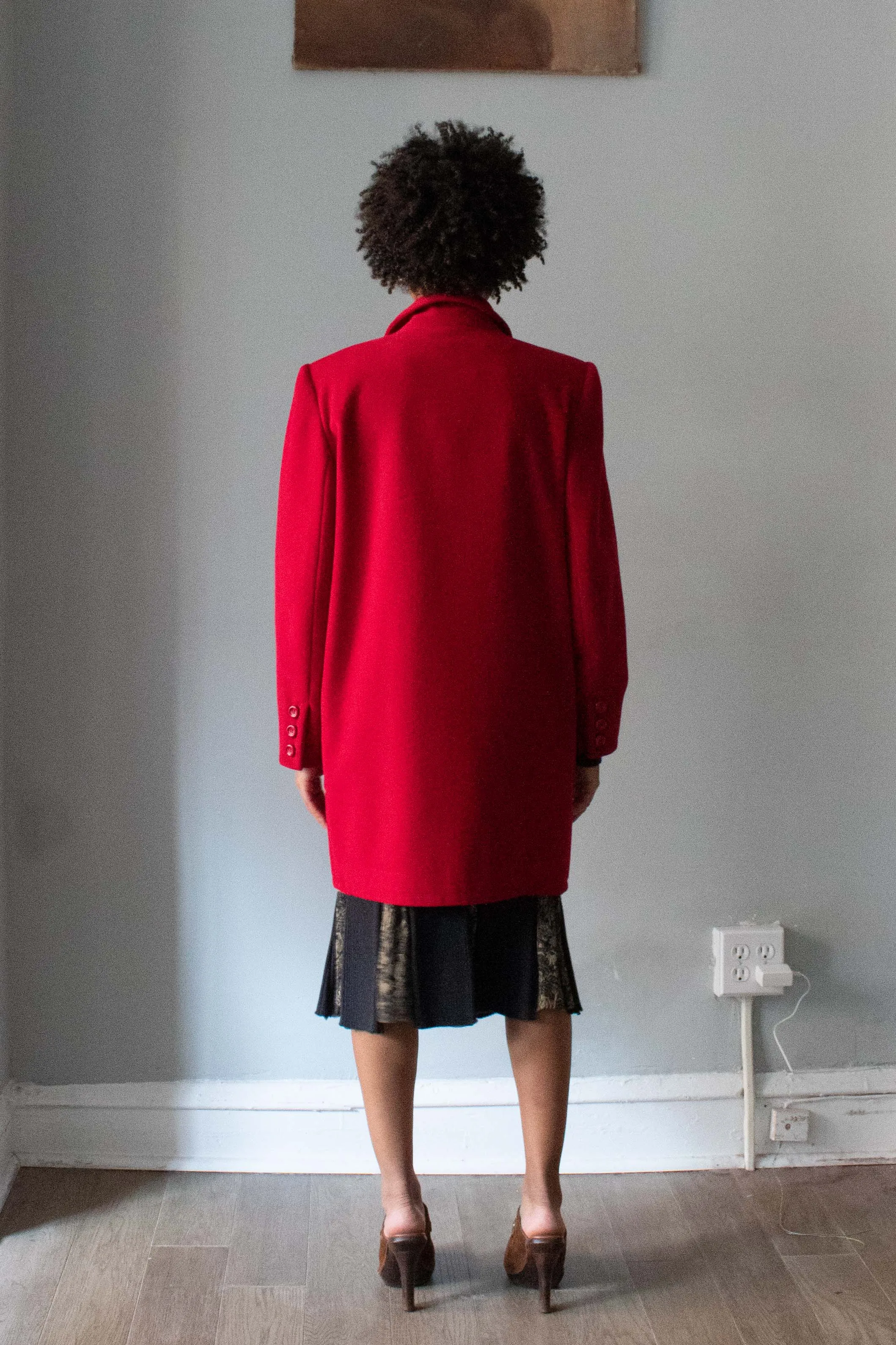 Ungaro Red Wool Double Breasted Overcoat