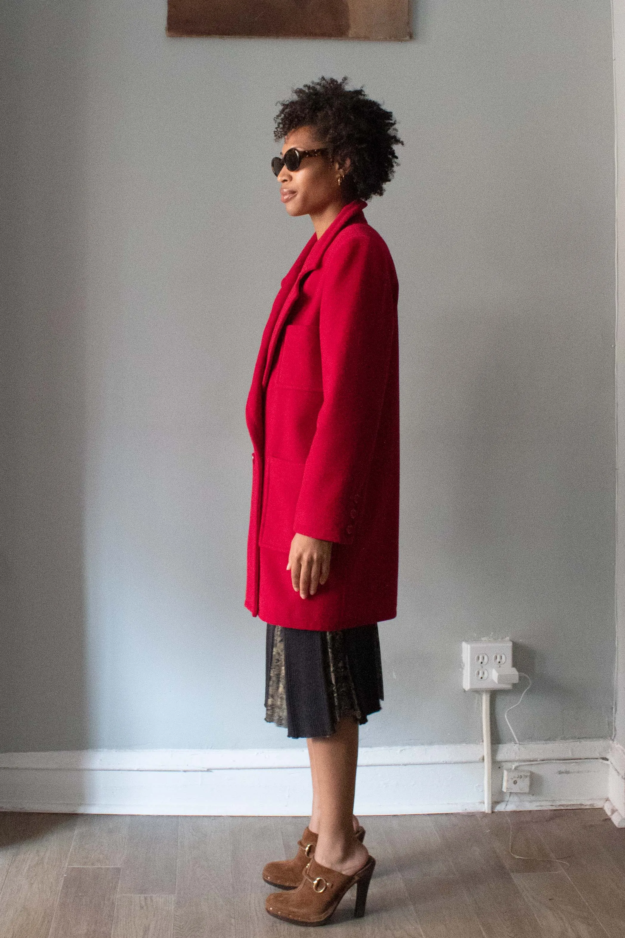 Ungaro Red Wool Double Breasted Overcoat