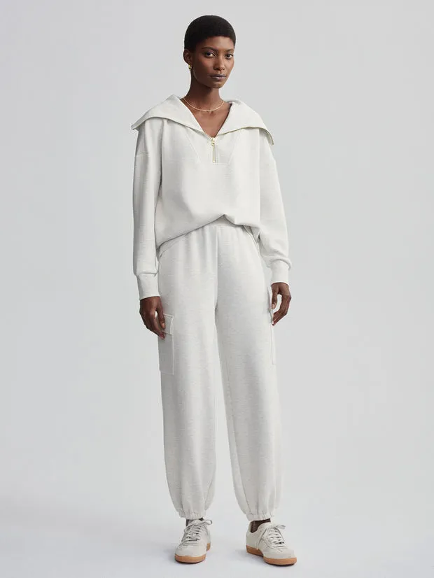 VARLEY CATHERINE HALF ZIP SWEAT - IVORY MARL