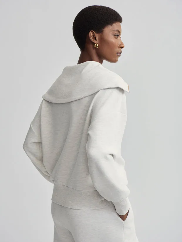 VARLEY CATHERINE HALF ZIP SWEAT - IVORY MARL
