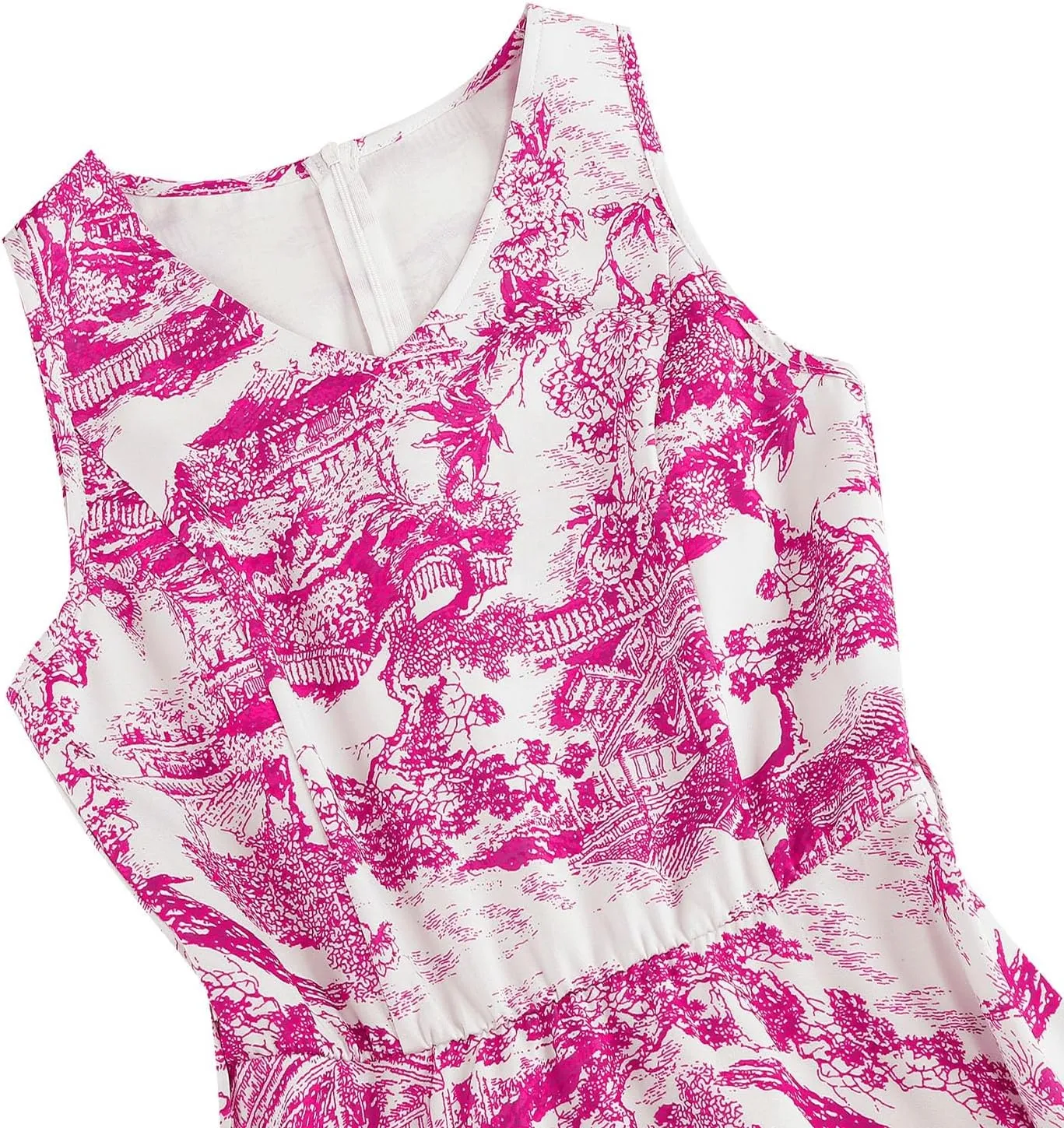 Vintage Dress for Women 1950s Tea Party Floral Print Hepburn Dresses Cocktail Swing Dress with Belt
