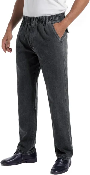 voeeron Mens Elastic Waist Jeans Relaxed Fit Denim Pants Casual Mens Elastic Waist Pants