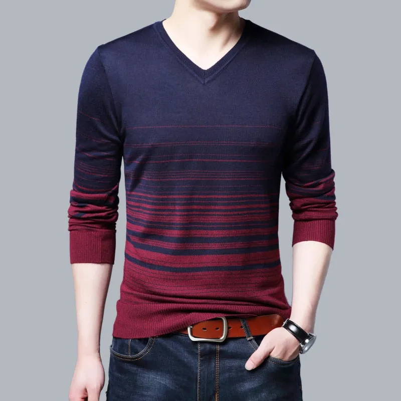 West Louis Striped Pattern Men Pullover