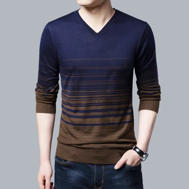 West Louis Striped Pattern Men Pullover