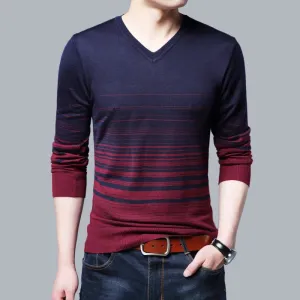 West Louis Striped Pattern Men Pullover
