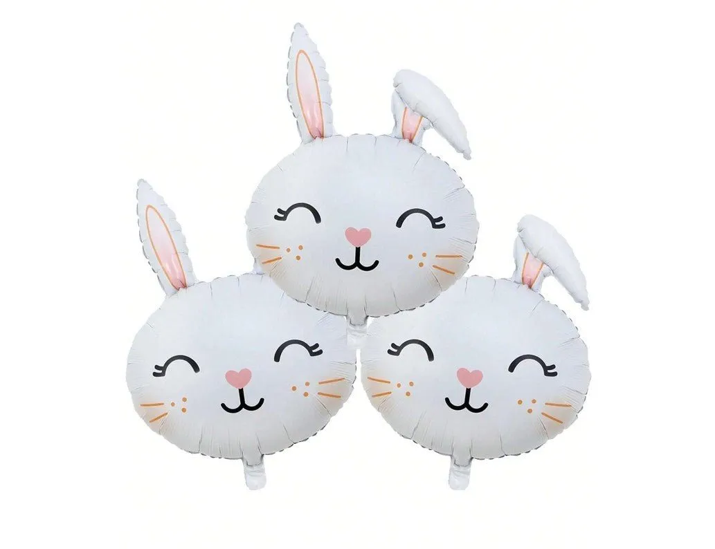 White Wink Smile Rabbit Balloon (22 inches)