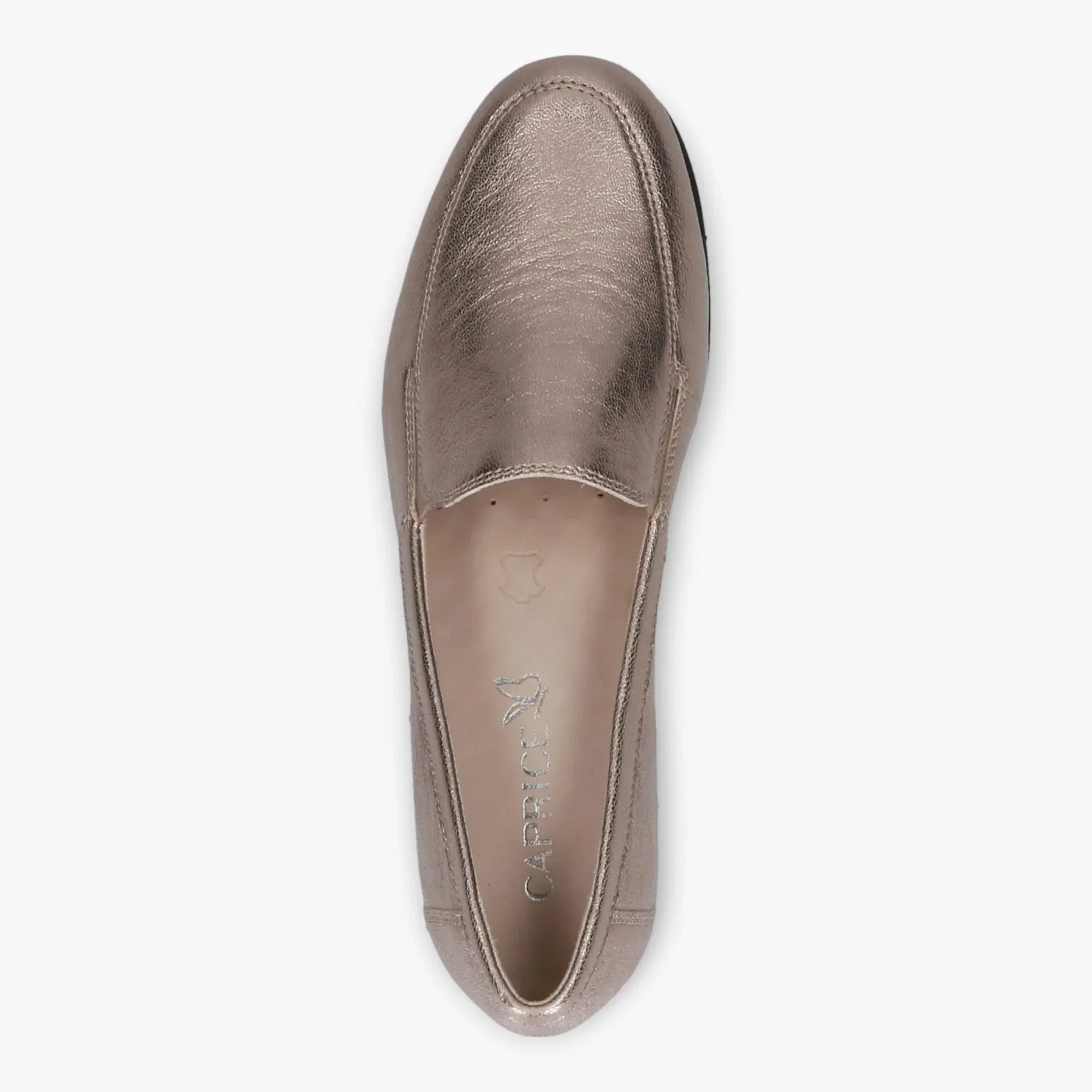 Wide Fitting Gold Slip-On Shoes with Wedge Sole for Women - Caprice
