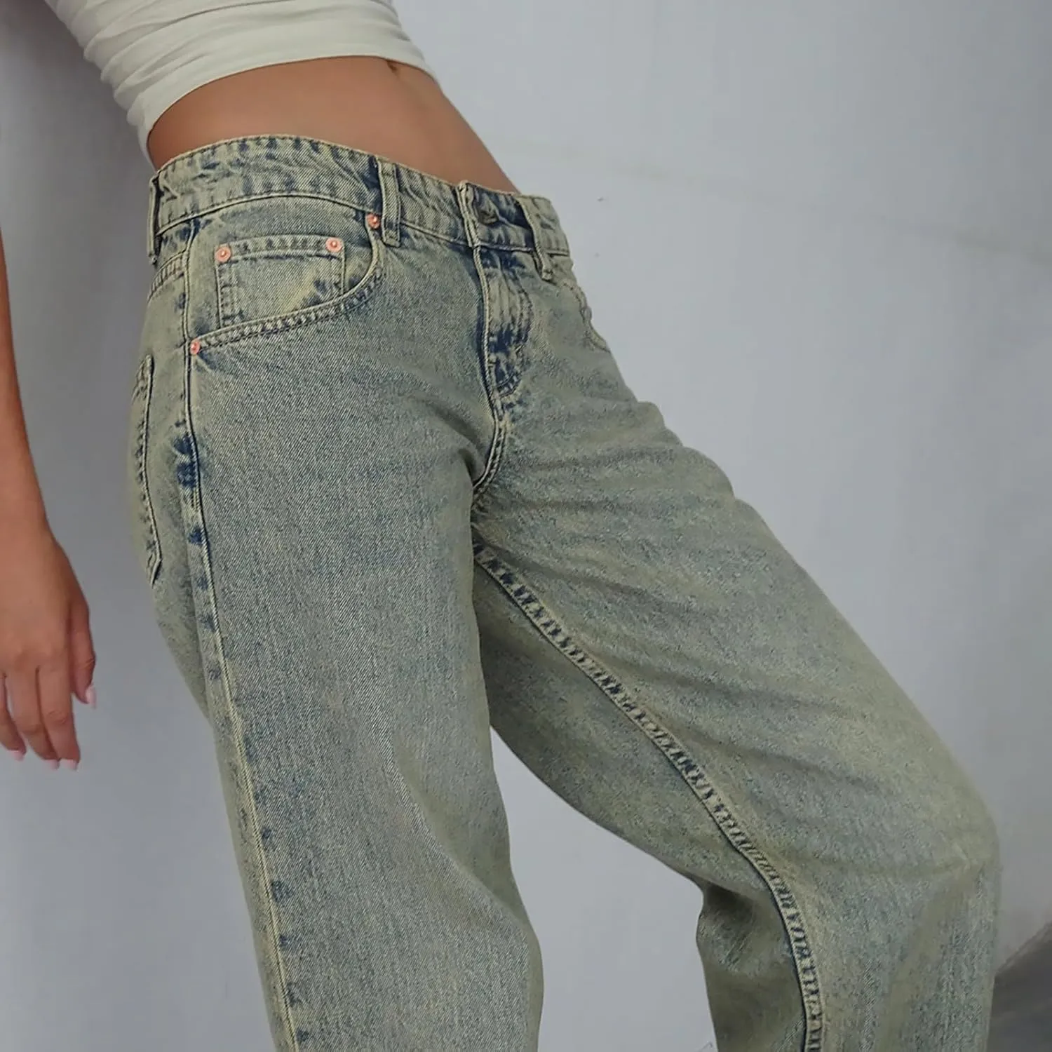 Wide Leg Jeans for Women Vintage High Waisted Trendy Button Fly Straight Wide Leg Denim Trousers Jeans with Pockets