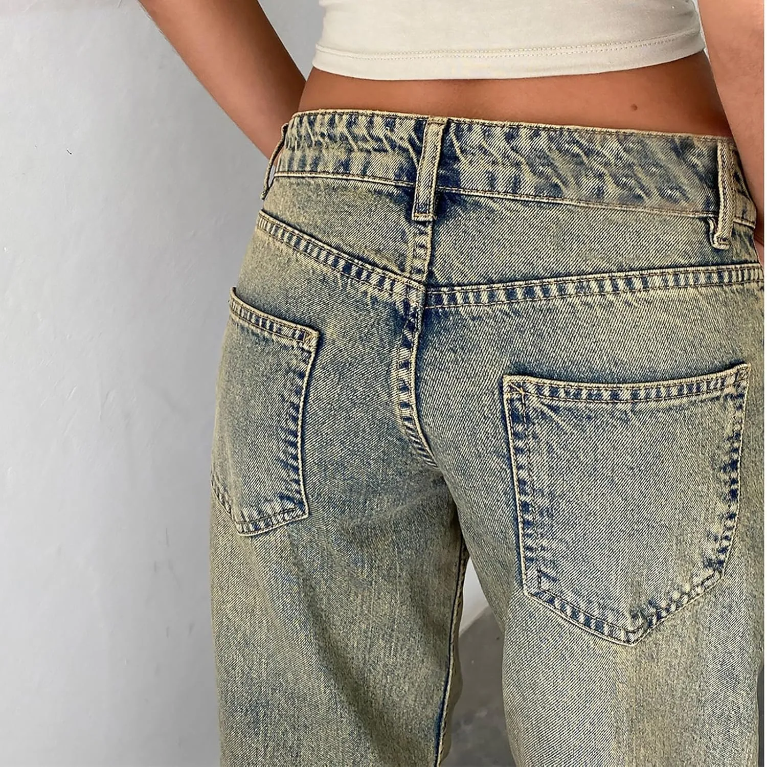 Wide Leg Jeans for Women Vintage High Waisted Trendy Button Fly Straight Wide Leg Denim Trousers Jeans with Pockets
