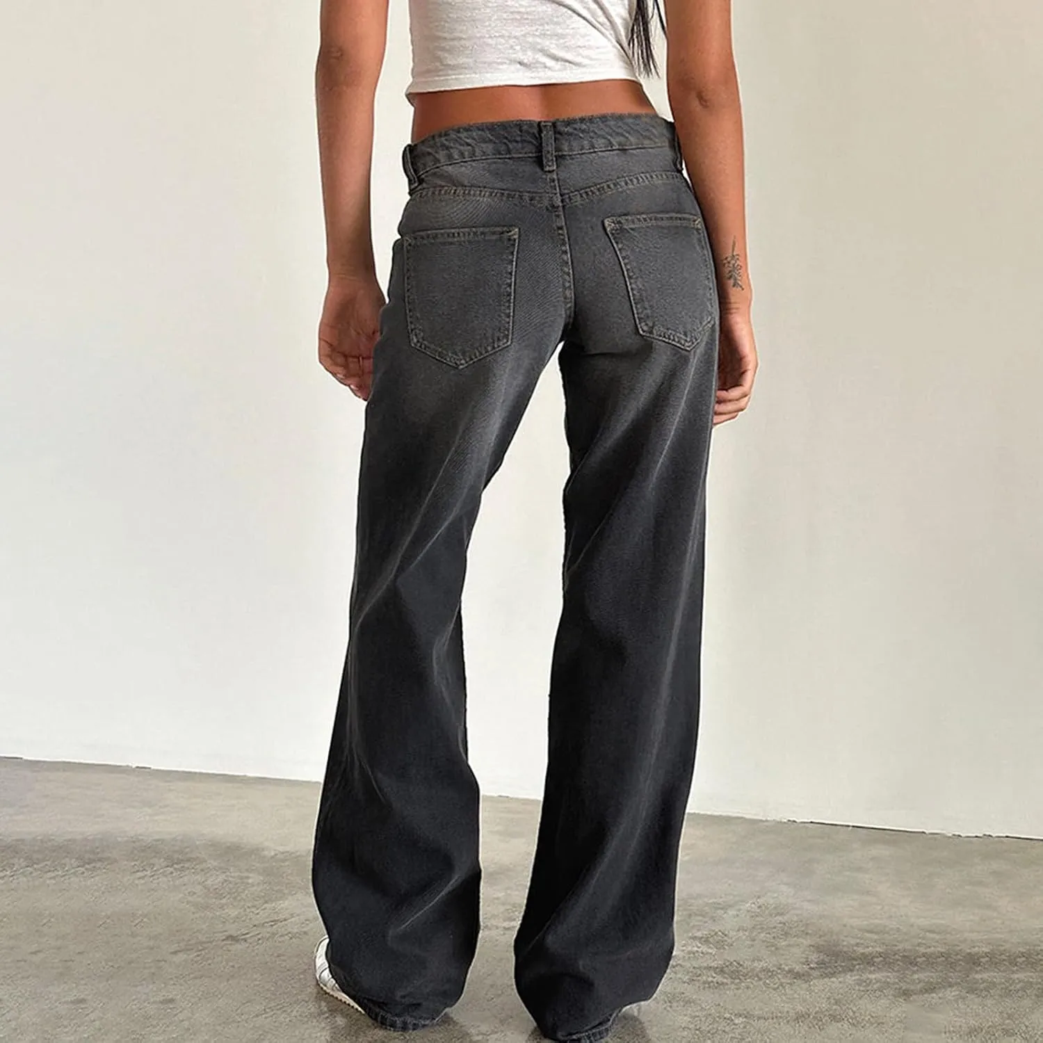 Wide Leg Jeans for Women Vintage High Waisted Trendy Button Fly Straight Wide Leg Denim Trousers Jeans with Pockets