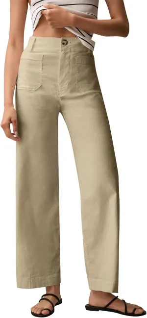 Wide Leg Jeans Women High Waisted Stretch Twill Cropped Pants with Pocket Casual Straight Leg Pants Comfy Chino Pants