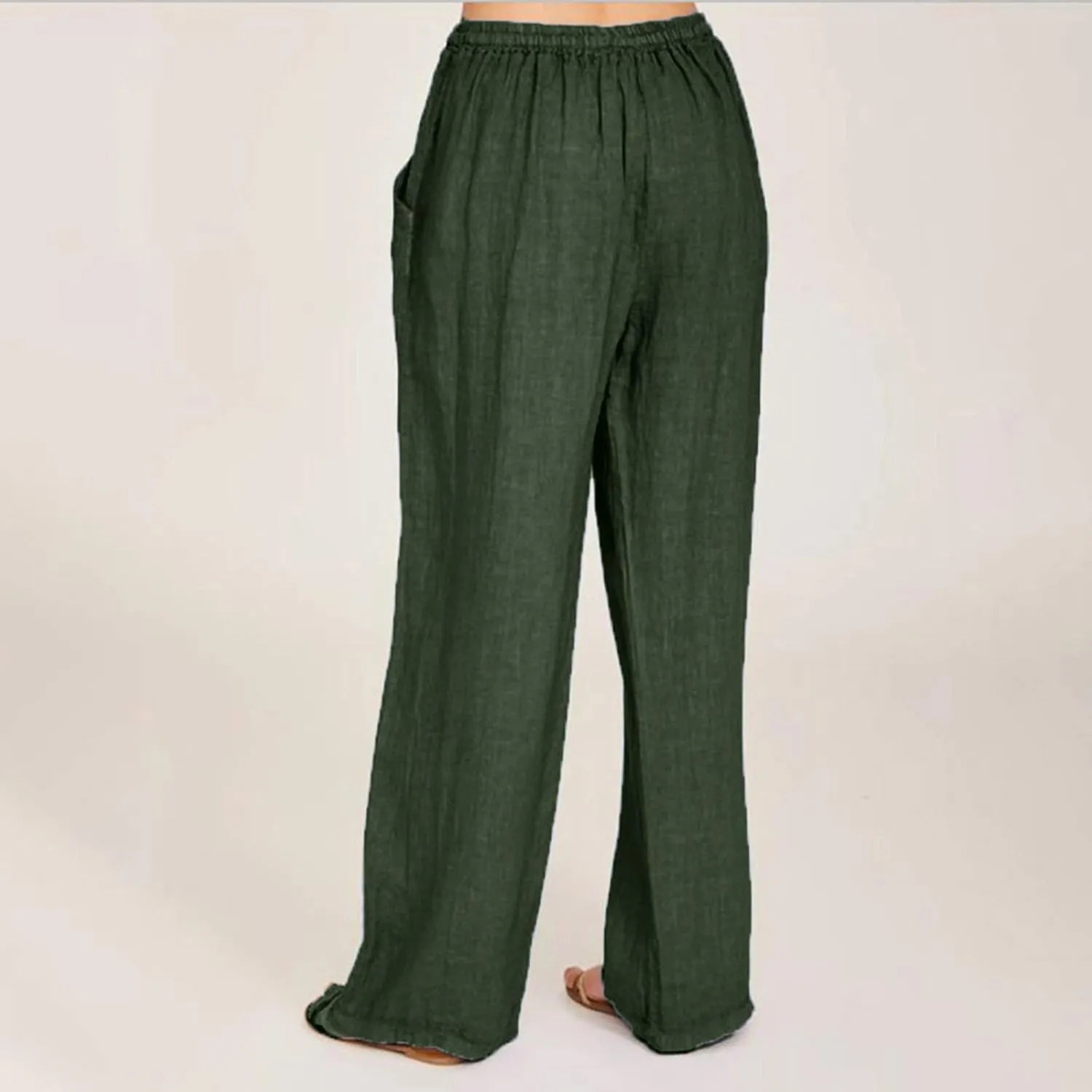 Wide Leg Linen Pants Women Summer Drawstring High Waisted Casual Pants Flowy Palazzo Pants Lightweight Beach Trousers