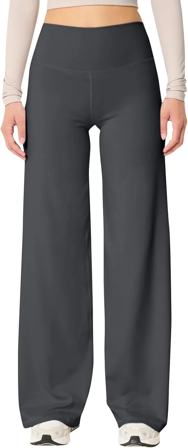 Wide Leg Pants for Women Soft Stretchy Tummy Control Yoga Pants Athletic Workout Pant Cozy Bootcut Leggings Trousers