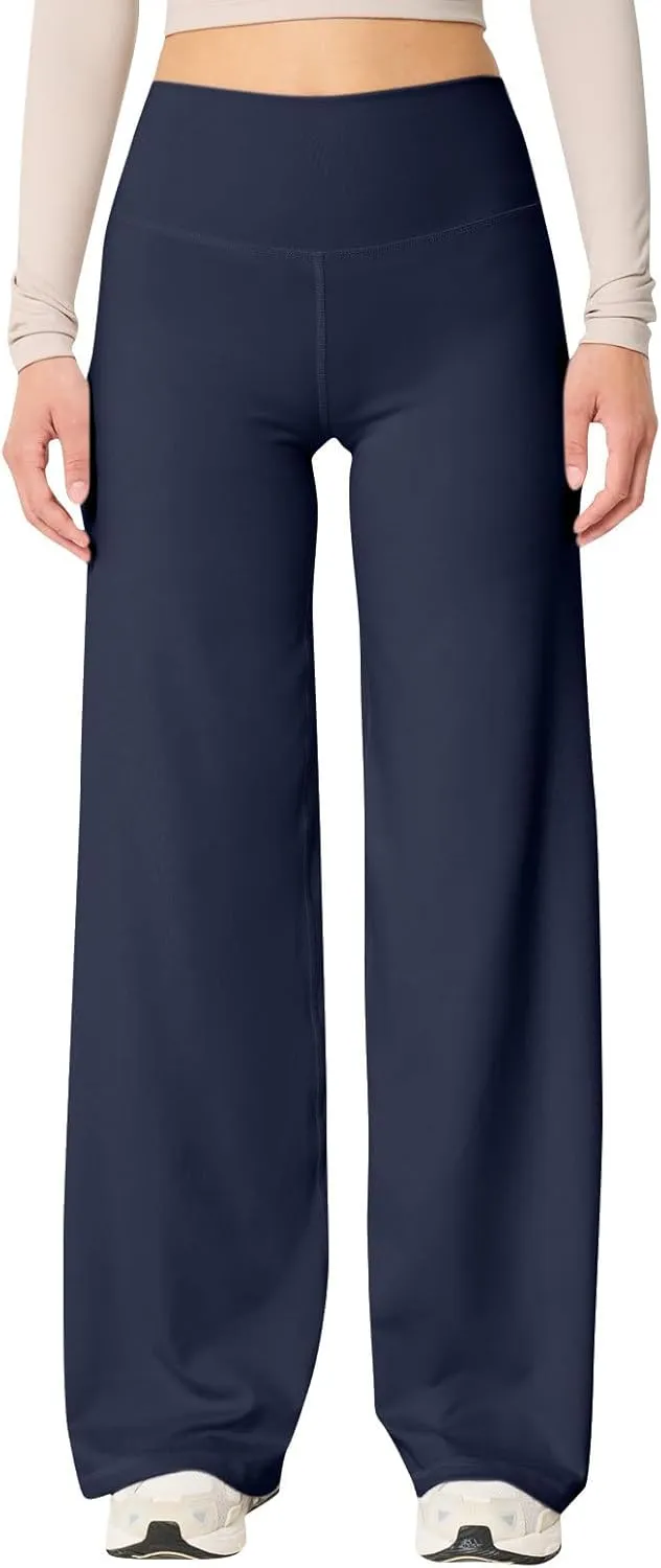 Wide Leg Pants for Women Soft Stretchy Tummy Control Yoga Pants Athletic Workout Pant Cozy Bootcut Leggings Trousers