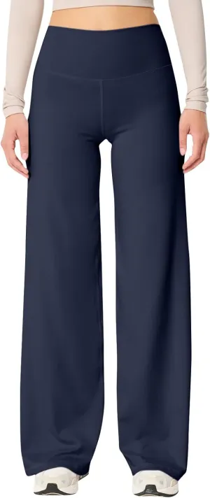 Wide Leg Pants for Women Soft Stretchy Tummy Control Yoga Pants Athletic Workout Pant Cozy Bootcut Leggings Trousers