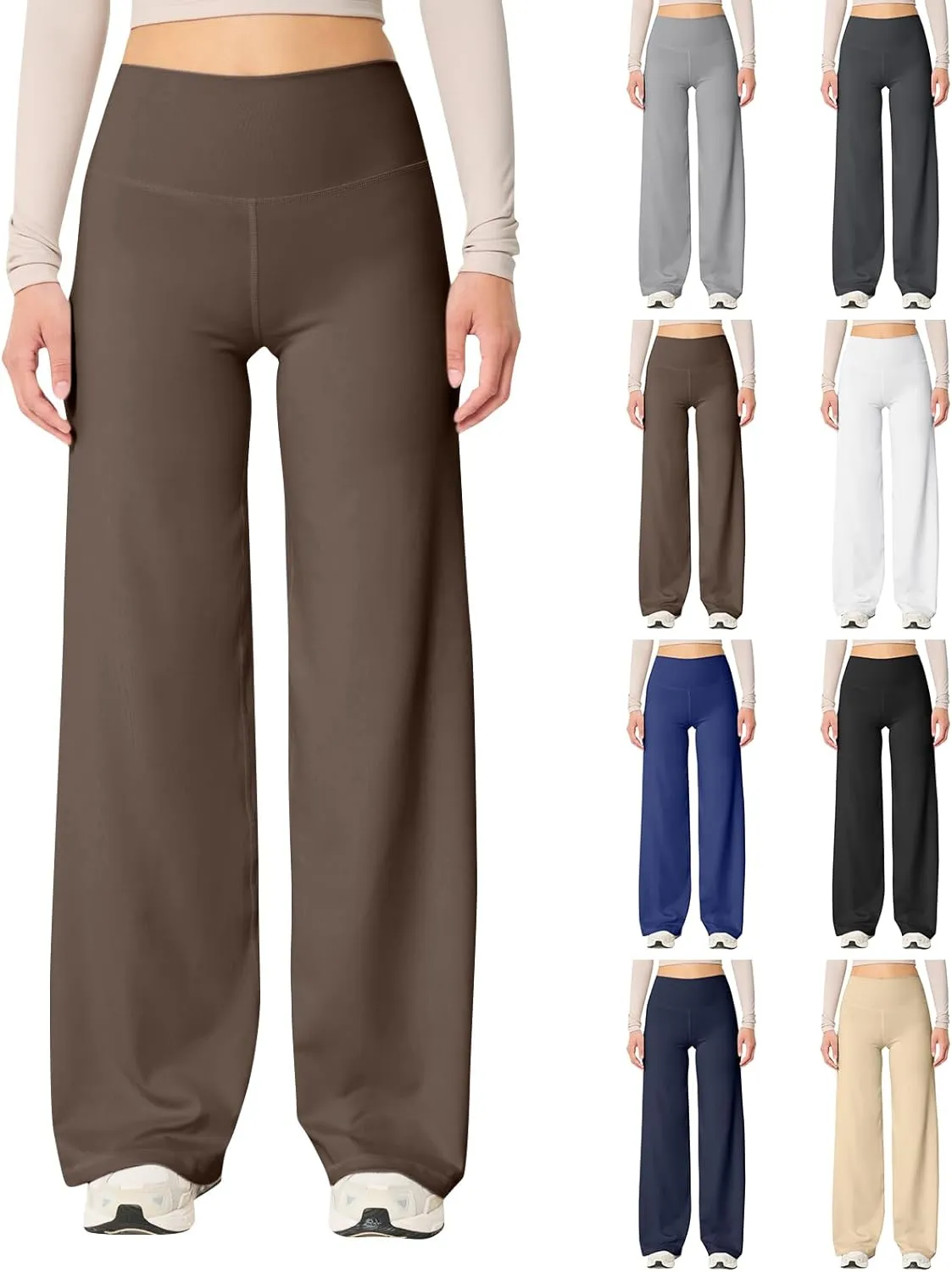 Wide Leg Pants for Women Soft Stretchy Tummy Control Yoga Pants Athletic Workout Pant Cozy Bootcut Leggings Trousers