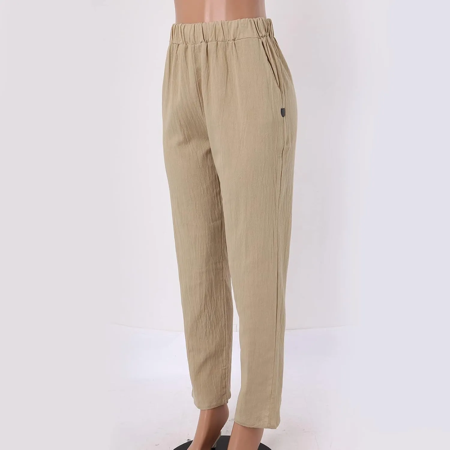 Wide Leg Pants Women Trousers Linen Pants Summer Boho Dressy Ankle Cropped Pants High Waisted Baggy Capris Trousers