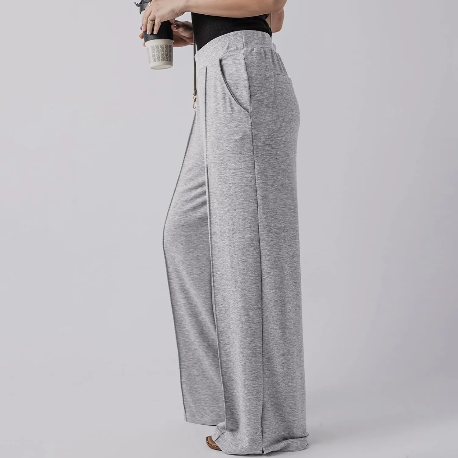 Wide Leg Sweatpants Women Baggy High Elastic Waist Loose Yoga Pants with Pockets Fleece Lined Athletic Golf Joggers